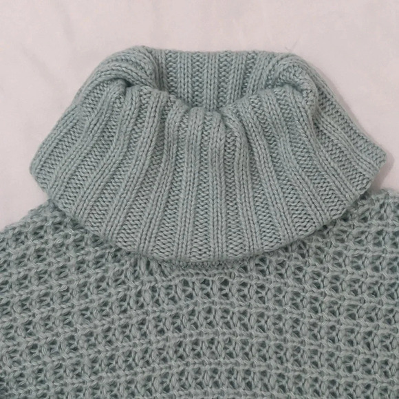 Oversized Open Stitch Cowl Neck Sweater, Color Light Blue Size XS-TP - Picture 3 of 12